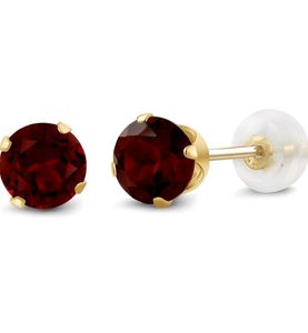 Red Gemstone Stud Earrings
