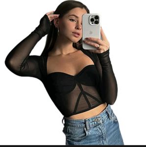 Newme Solid Full Mesh Top