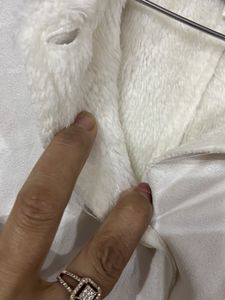 White Faux Fur Trim Jacket