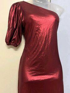 Burgundy One-Shoulder Mini Dress
