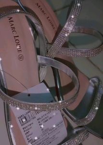 Branded Marc Loire Box Heels With Diamonds Strips