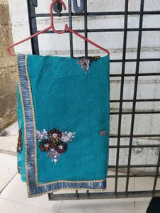 Sea Green Color Saree