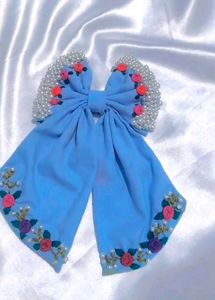 Fully Loaded embiroided Pearly Hair Bow😻