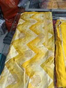 Yellow Printed Salwar Suit Material