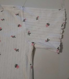 Floral Print White Top