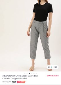 Grey Tapered Croped Trousers