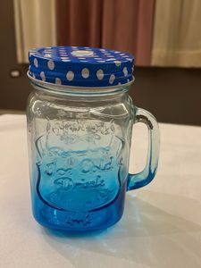 Retro Blue Mason Jar Mug with Lid