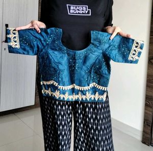 Blue Stitched Lehanga