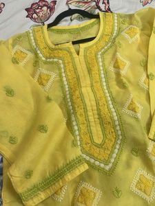 Yellow Embroidered Kurta