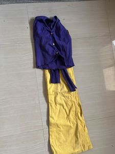 Yellow Flare Jeans purple top co. set