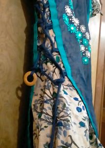 Anarkali Kurti Adjustable From Sides Colour Navy Blue With Mirror Work In Front