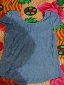 Blue Textured Top - Shein