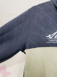 Super Dry Men Black And Grey Hoodie Sweatshirt