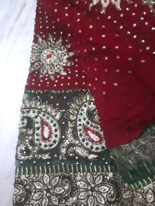 Rust,green Saree