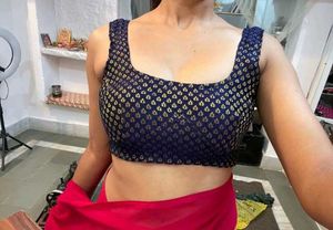 Elegant Blue &amp; Pink Saree Blouse