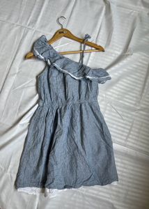 One Shoulder Cotton Mini Dress