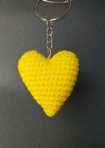Yellow Crochet Heart Keychain