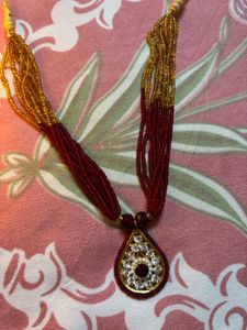Red & Gold Beaded Statement Necklace