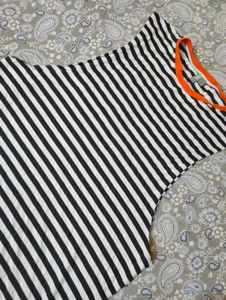 Black White Striped Print Tank Top