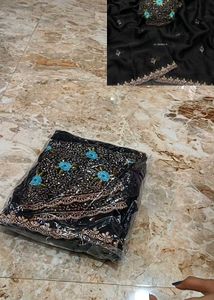 Black Sequence Party Wear Saree