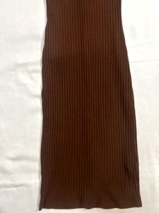 H&amp;M Brown Ribbed Polo Dress