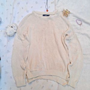Cream Knit Pullover Sweater