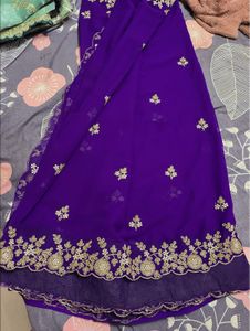 Elegant Purple Saree No Blouse