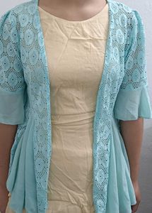 Aqua Lace Detailed Open Front Topper