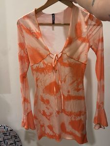 Orange Tie-Dye Mini Dress