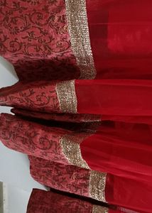 Bright Red Beautiful Anarkali Suit