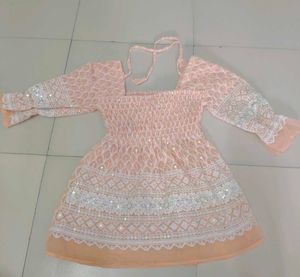 Peach Embroidered Dress