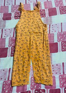 Girls Solid Cotton Dungaree