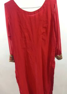 Red &amp; Golden Plazzao Dress