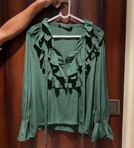Green Ruffle Korean Top