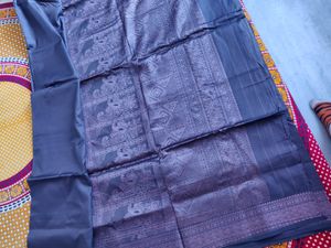 Dark Coffee Brown Saree With Beautiful Zari Pallu