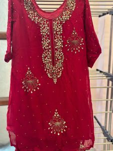 Maroon Embroidered Palazzo
