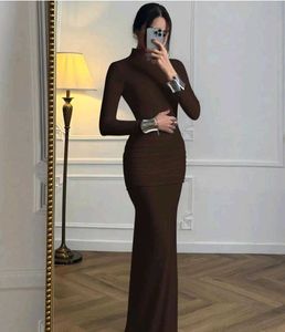 Elegant coffee brown Backless Cocktail Dress