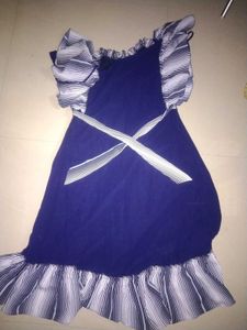 Blue Striped Ruffle Dress