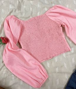 Baby Pink Cute Fitted Top