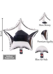 Pack Of 10 Silver Star Shaped foil Balloon
