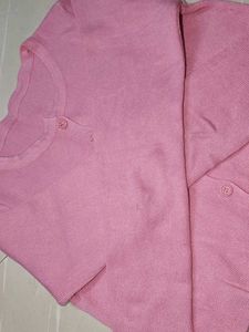Pink Button-Down crop Cardigan