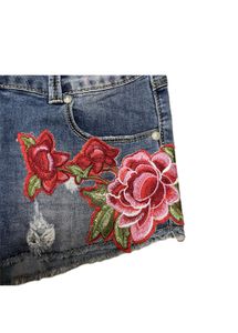 Denim Shorts with Floral Embroidery