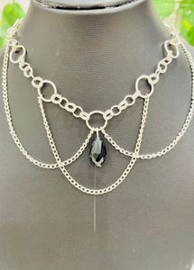 Black Drop Charm Necklace
