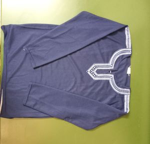 Navy Blue Printed Top for Women
