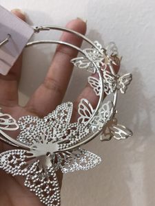 Dainty Butterfly Silver Hoop Earrings