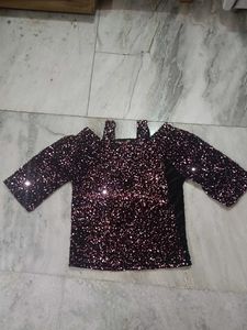 Sparkly Cold Shoulder Top
