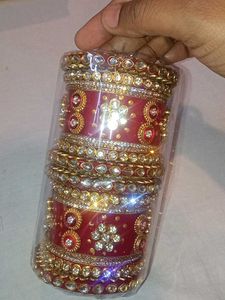 Red &amp; Gold Kundan Bridal Chura Set