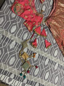 Rani Pink &amp; Green Lehenga (Set Of 3)