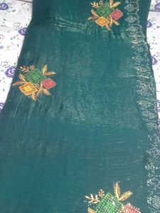Elegant Green Embellished Saree
