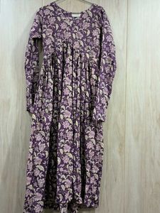 Purple Floral Print Cotton Suit Set
